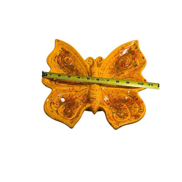 Vintage Butterfly Shape Tray Large Dish Hand Painted 1977 Retro MCM - Picture 5 of 10